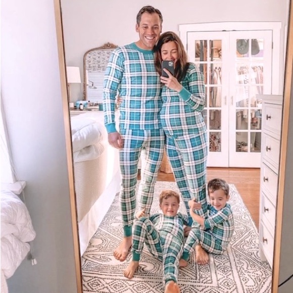 HANNA ANDERSSON Organic Cotton Long John Pajama Set Family Harvest Plaid Green - Picture 5 of 14